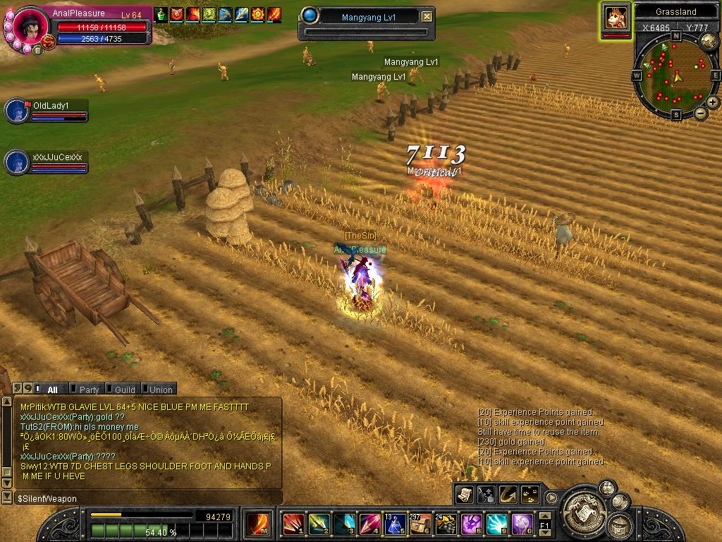 IGN: AnalPleasure<br />LVL: 64<br />Damage: 7113 + Damage Cap<br />Build: Full Str Force Bower<br />Server: Ecsro